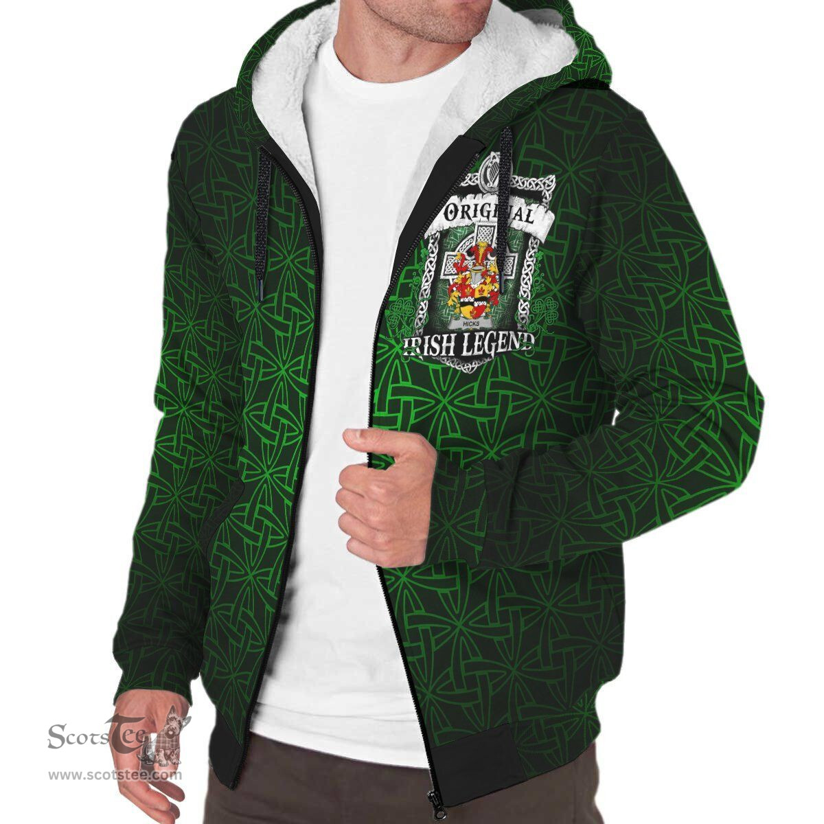 Irish Hicks Coat of Arms Family Crest Ireland Sherpa Hoodie Original Irish Legend Sherpa Hoodie