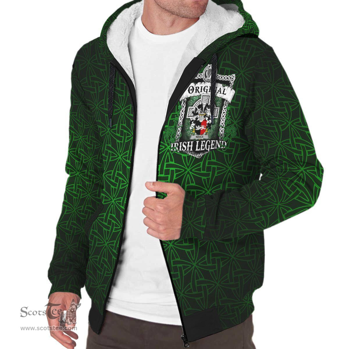 Irish Neale Coat of Arms Family Crest Ireland Sherpa Hoodie Original Irish Legend Sherpa Hoodie