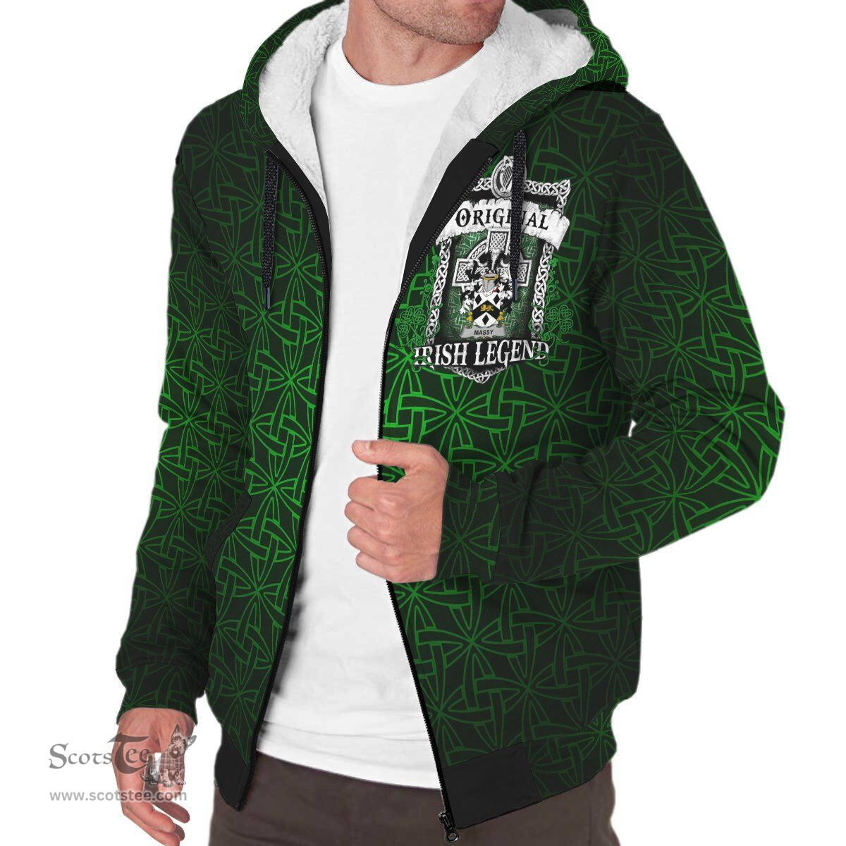 Irish Massy or Massey Coat of Arms Family Crest Ireland Sherpa Hoodie Original Irish Legend Sherpa Hoodie