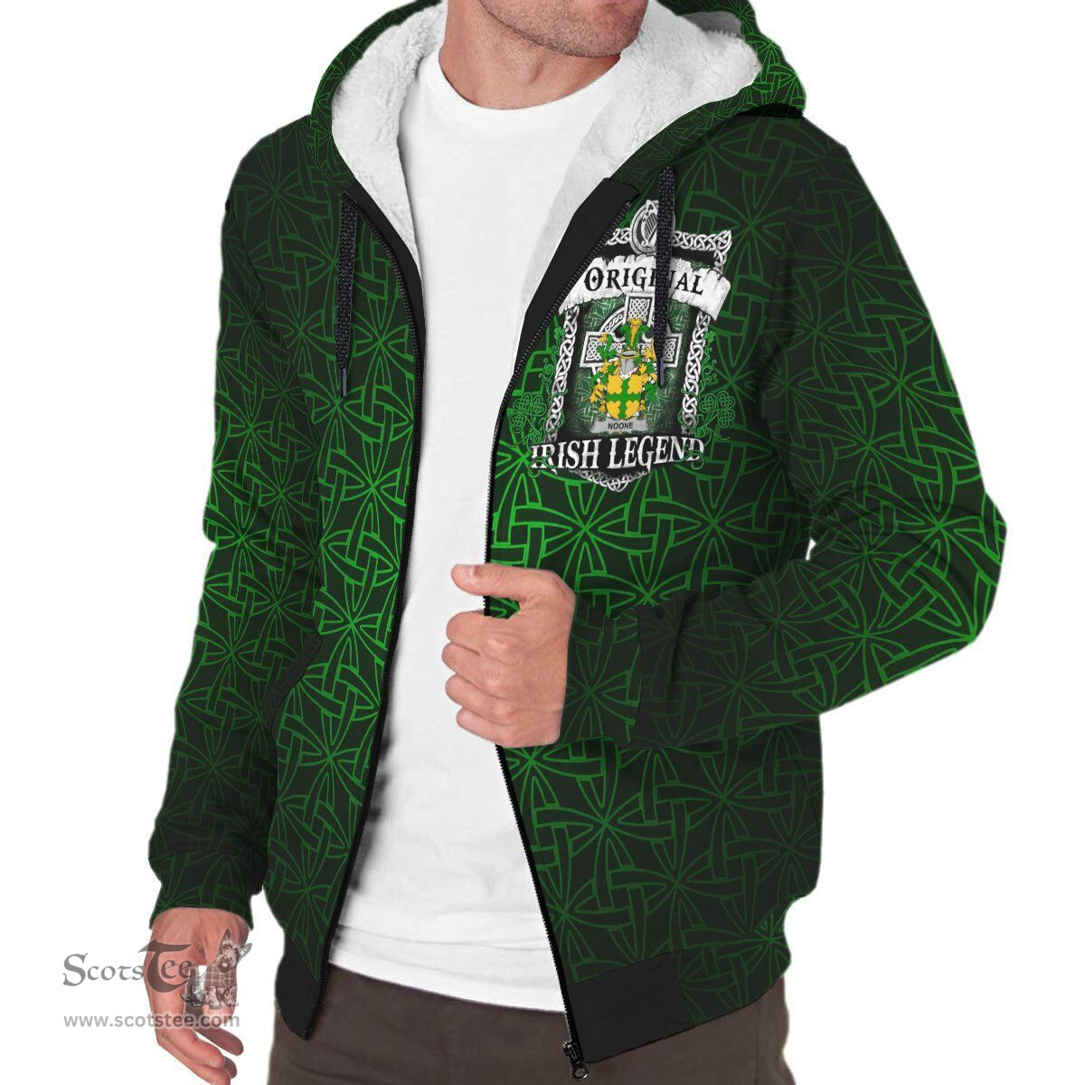 Irish Noone or O'Noone Coat of Arms Family Crest Ireland Sherpa Hoodie Original Irish Legend Sherpa Hoodie
