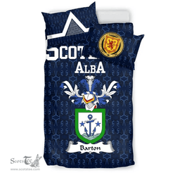 Scottish Barton Family Crest Tartan Bedding Set Scottish Home Duvet Covers 1991 Style