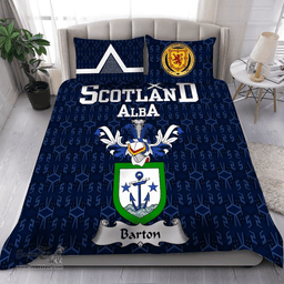 Scottish Barton Family Crest Tartan Bedding Set Scottish Home Duvet Covers 1991 Style