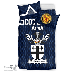 Scottish Balderstone Family Crest Tartan Bedding Set Scottish Home Duvet Covers 1991 Style