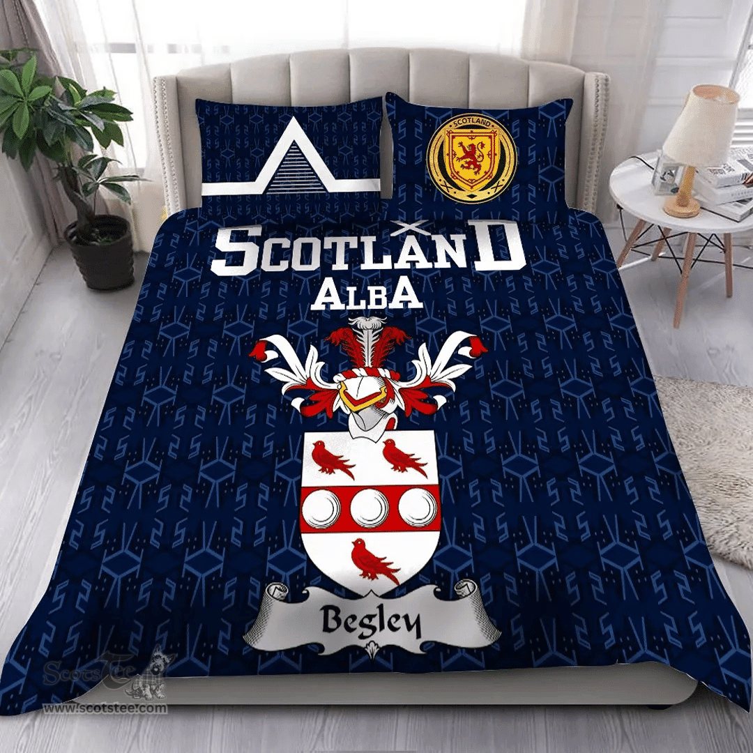 Scottish Begley Family Crest Tartan Bedding Set Scottish Home Duvet Covers 1991 Style