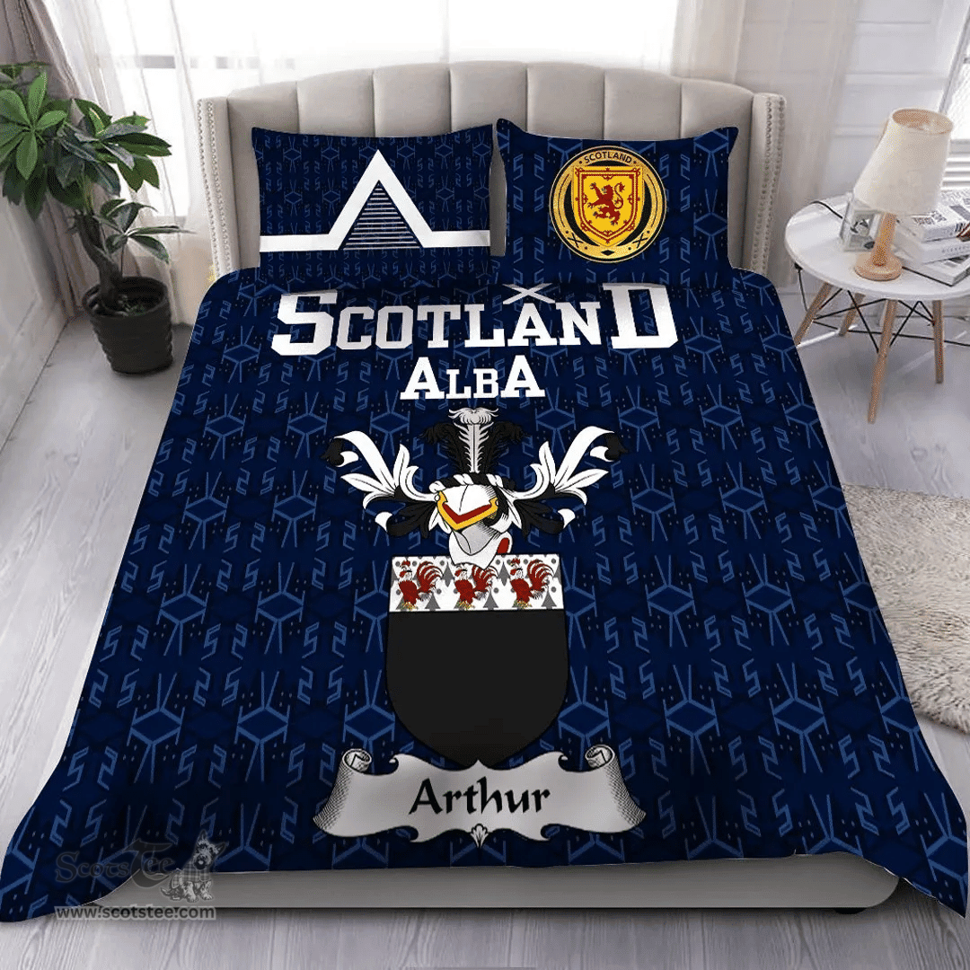 Scottish Arthur Family Crest Tartan Bedding Set Scottish Home Duvet Covers 1991 Style
