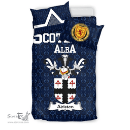 Scottish Adiston Family Crest Tartan Bedding Set Scottish Home Duvet Covers 1991 Style