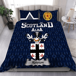 Scottish Adiston Family Crest Tartan Bedding Set Scottish Home Duvet Covers 1991 Style