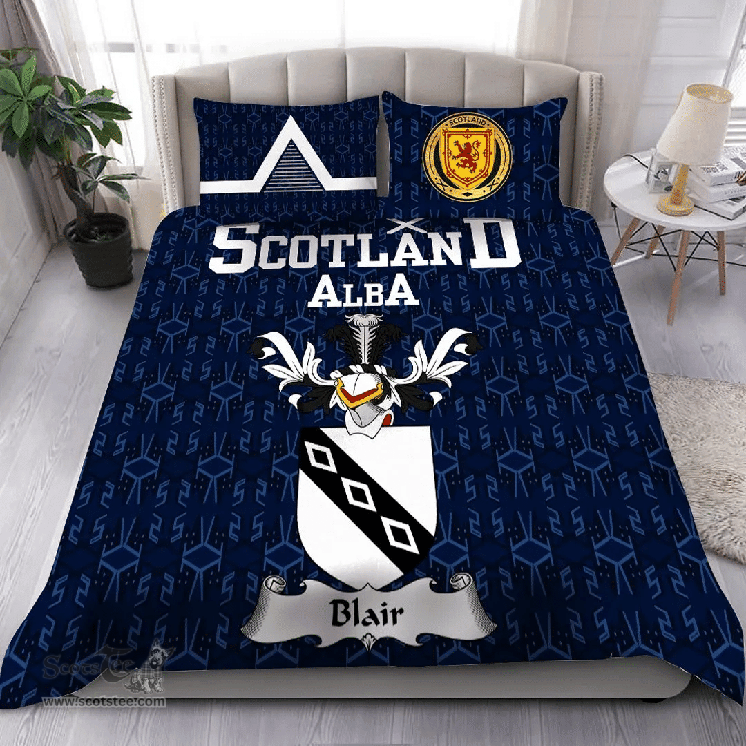Scottish Blair Family Crest Tartan Bedding Set Scottish Home Duvet Covers 1991 Style