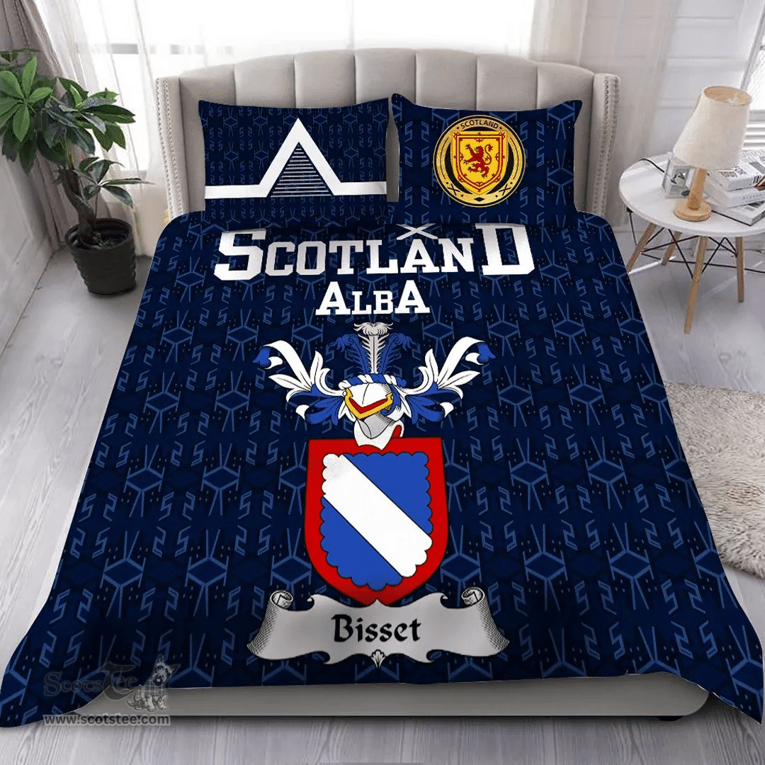 Scottish Bisset Family Crest Tartan Bedding Set Scottish Home Duvet Covers 1991 Style