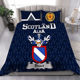 Scottish Bisset Family Crest Tartan Bedding Set Scottish Home Duvet Covers 1991 Style