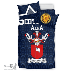 Scottish Bannerman Family Crest Tartan Bedding Set Scottish Home Duvet Covers 1991 Style