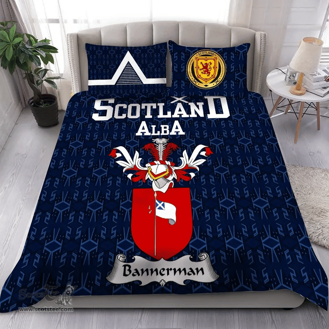 Scottish Bannerman Family Crest Tartan Bedding Set Scottish Home Duvet Covers 1991 Style
