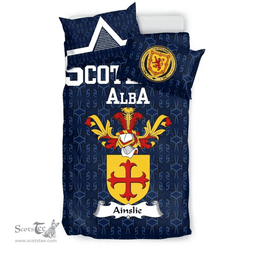 Scottish Ainslie Family Crest Tartan Bedding Set Scottish Home Duvet Covers 1991 Style
