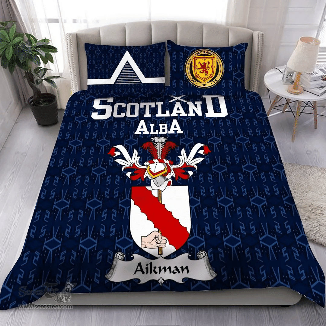 Scottish Aikman Family Crest Tartan Bedding Set Scottish Home Duvet Covers 1991 Style