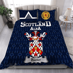 Scottish Baxter Family Crest Tartan Bedding Set Scottish Home Duvet Covers 1991 Style