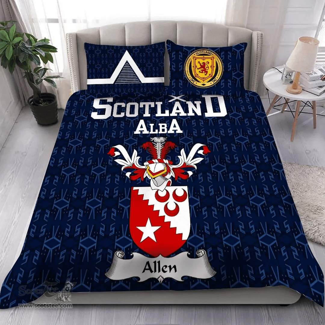 Scottish Allen Family Crest Tartan Bedding Set Scottish Home Duvet Covers 1991 Style