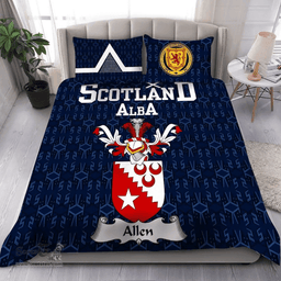 Scottish Allen Family Crest Tartan Bedding Set Scottish Home Duvet Covers 1991 Style