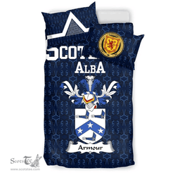 Scottish Armour Family Crest Tartan Bedding Set Scottish Home Duvet Covers 1991 Style