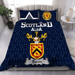 Scottish Baron Family Crest Tartan Bedding Set Scottish Home Duvet Covers 1991 Style