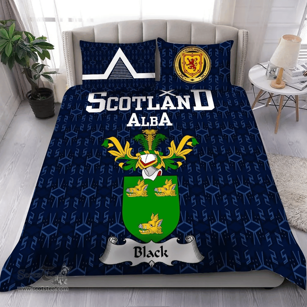 Scottish Black Family Crest Tartan Bedding Set Scottish Home Duvet Covers 1991 Style