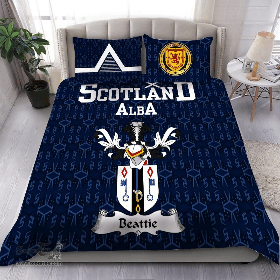 Scottish Beattie Family Crest Tartan Bedding Set Scottish Home Duvet Covers 1991 Style