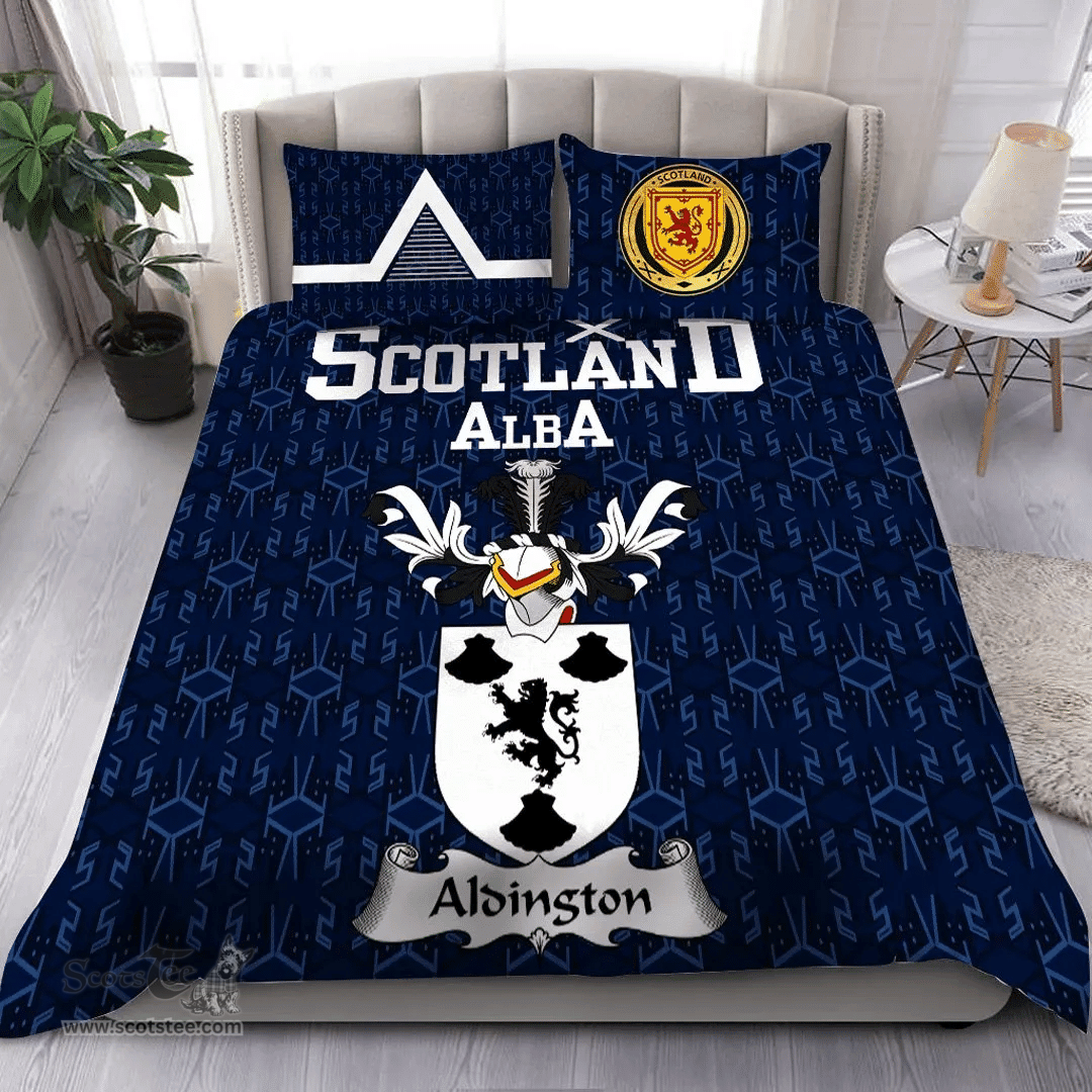 Scottish Aldington Family Crest Tartan Bedding Set Scottish Home Duvet Covers 1991 Style