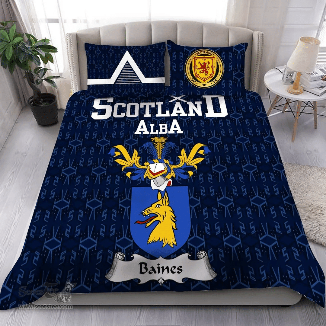 Scottish Bain or Baines Family Crest Tartan Bedding Set Scottish Home Duvet Covers 1991 Style