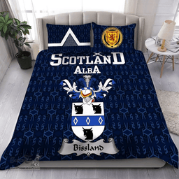 Scottish Bissland Family Crest Tartan Bedding Set Scottish Home Duvet Covers 1991 Style