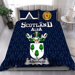 Scottish Aikenhead Family Crest Tartan Bedding Set Scottish Home Duvet Covers 1991 Style