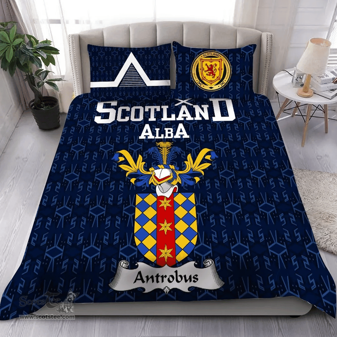 Scottish Antrobus Family Crest Tartan Bedding Set Scottish Home Duvet Covers 1991 Style