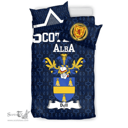 Scottish Bell Family Crest Tartan Bedding Set Scottish Home Duvet Covers 1991 Style