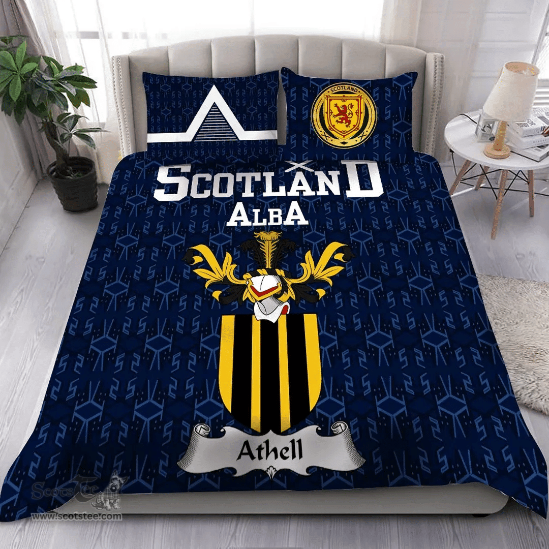Scottish Athell Family Crest Tartan Bedding Set Scottish Home Duvet Covers 1991 Style
