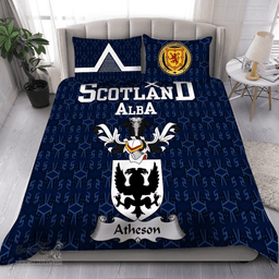 Scottish Atheson Family Crest Tartan Bedding Set Scottish Home Duvet Covers 1991 Style