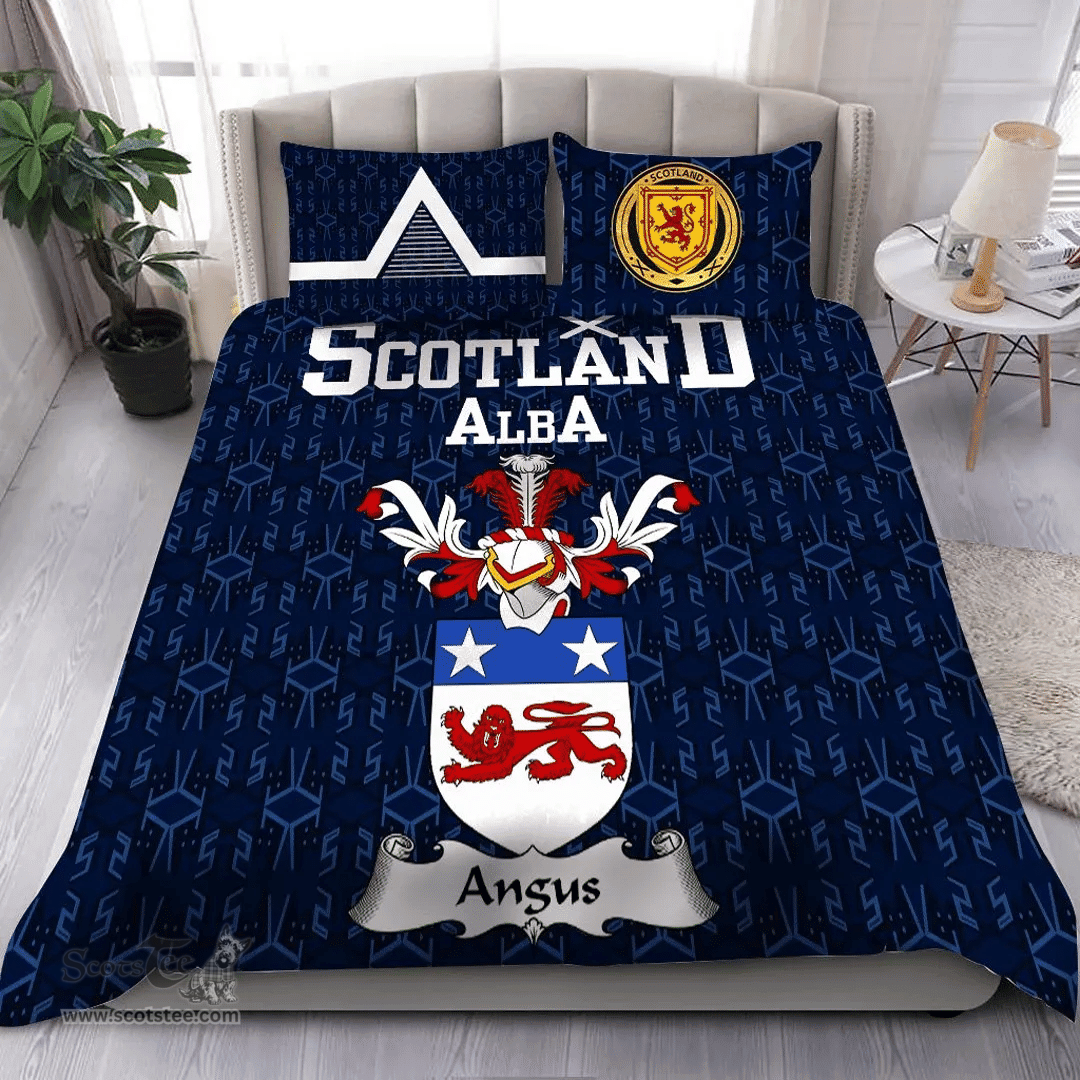 Scottish Angus Family Crest Tartan Bedding Set Scottish Home Duvet Covers 1991 Style