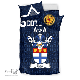 Scottish Blaw or Blew Family Crest Tartan Bedding Set Scottish Home Duvet Covers 1991 Style