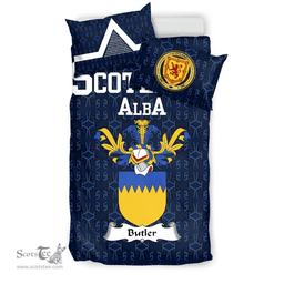 Scottish Butler Family Crest Tartan Bedding Set Scottish Home Duvet Covers 1991 Style