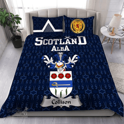 Scottish Collison Family Crest Tartan Bedding Set Scottish Home Duvet Covers 1991 Style