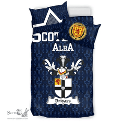Scottish Bridges Family Crest Tartan Bedding Set Scottish Home Duvet Covers 1991 Style