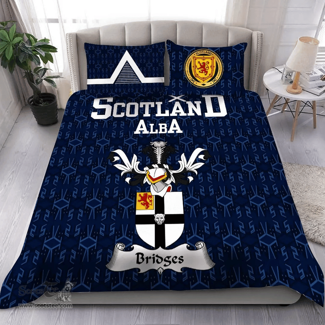 Scottish Bridges Family Crest Tartan Bedding Set Scottish Home Duvet Covers 1991 Style