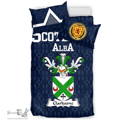 Scottish Clarksone Family Crest Tartan Bedding Set Scottish Home Duvet Covers 1991 Style