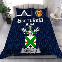 Scottish Clarksone Family Crest Tartan Bedding Set Scottish Home Duvet Covers 1991 Style