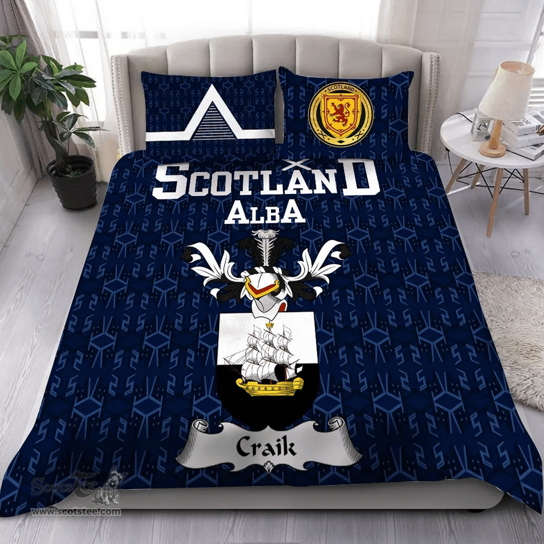 Scottish Craik Family Crest Tartan Bedding Set Scottish Home Duvet Covers 1991 Style