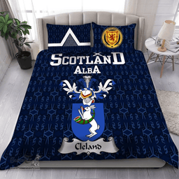 Scottish Cleland Family Crest Tartan Bedding Set Scottish Home Duvet Covers 1991 Style