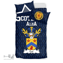 Scottish Cox Family Crest Tartan Bedding Set Scottish Home Duvet Covers 1991 Style