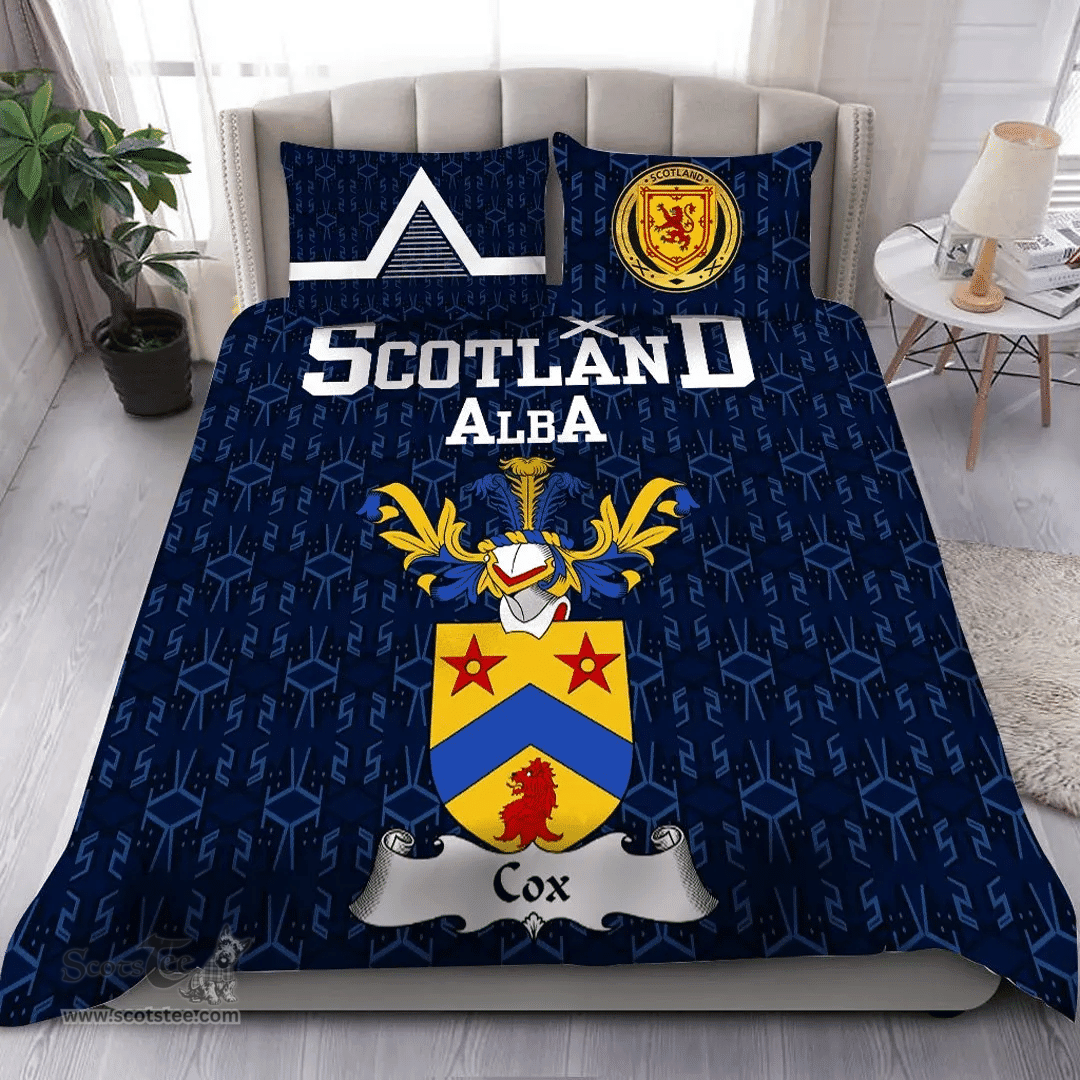 Scottish Cox Family Crest Tartan Bedding Set Scottish Home Duvet Covers 1991 Style