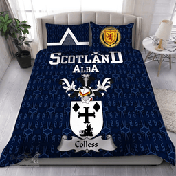Scottish Colless Family Crest Tartan Bedding Set Scottish Home Duvet Covers 1991 Style