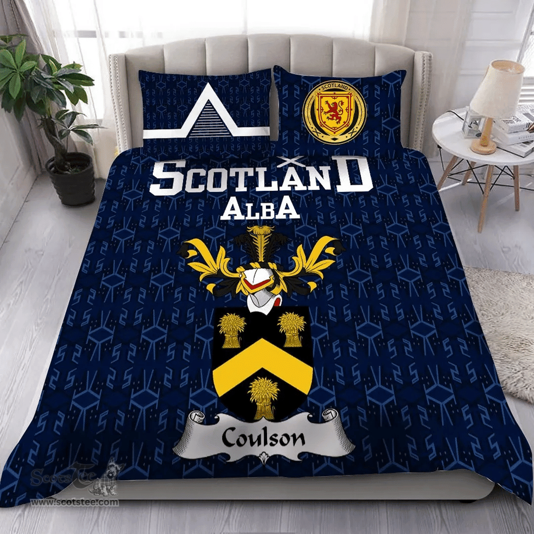Scottish Coulson or Cowlson Family Crest Tartan Bedding Set Scottish Home Duvet Covers 1991 Style