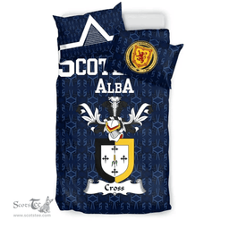 Scottish Cross Family Crest Tartan Bedding Set Scottish Home Duvet Covers 1991 Style