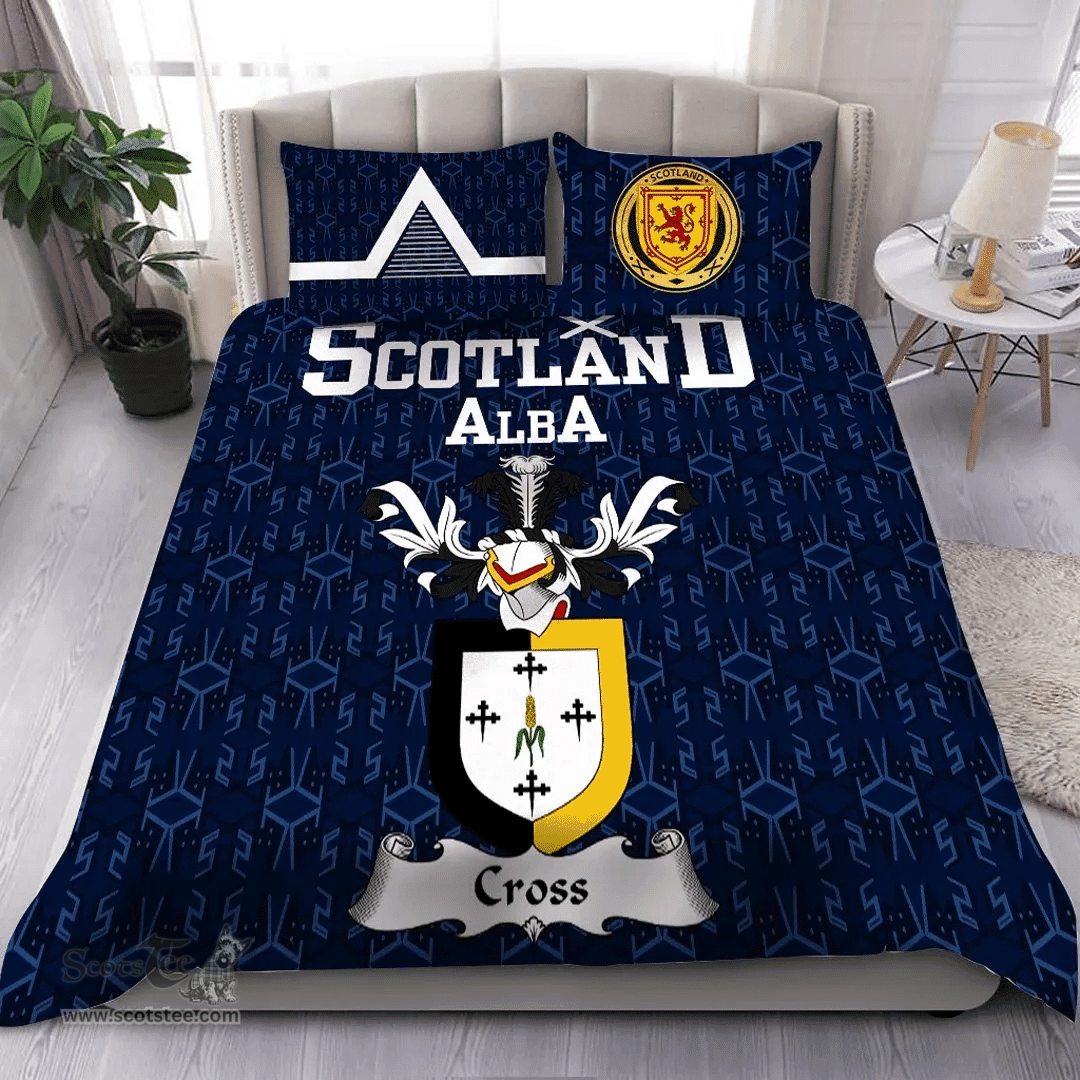 Scottish Cross Family Crest Tartan Bedding Set Scottish Home Duvet Covers 1991 Style