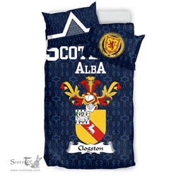 Scottish Clogston Family Crest Tartan Bedding Set Scottish Home Duvet Covers 1991 Style